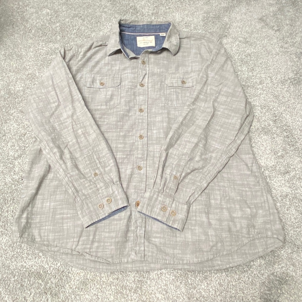 Men’s Grey Weatherproof LS Button-Down Shirt, XXL